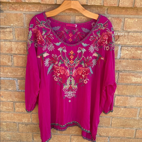 Johnny Was Tops - Johnny Was Magenta Embroidered Blouse